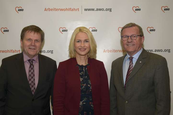 Wolfgang Stadler, Manuela Schwesig und Wilhelm Schmidt beim AWO-Neujahrsempfang 2017